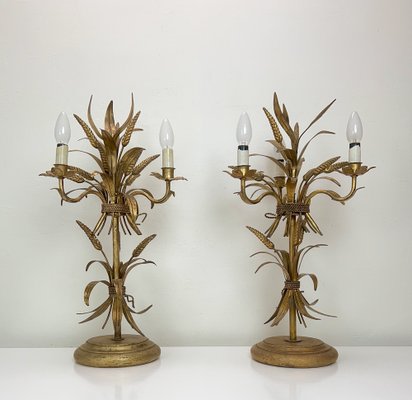 Gilt Sheaf of Wheat Table Lamps attributed to Hans Kögl, 1960s, Set of 2-WZZ-1385590