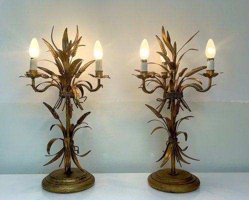 Gilt Sheaf of Wheat Table Lamps attributed to Hans Kögl, 1960s, Set of 2-WZZ-1385590