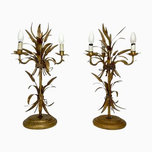 Gilt Sheaf of Wheat Table Lamps attributed to Hans Kögl, 1960s, Set of 2-WZZ-1385590