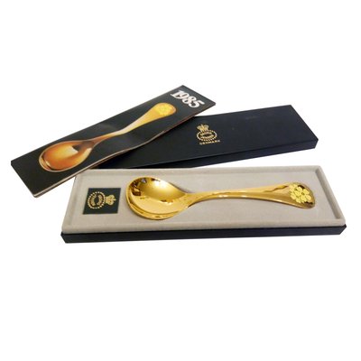 Gilt Sterling Silver with Enamel Floral Decor Spoons by Annelise Björner for Georg Jensen, Denmark, 1980s, Set of 10-YGE-664574