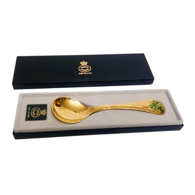 Gilt Sterling Silver with Enamel Floral Decor Spoons by Annelise Björner for Georg Jensen, Denmark, 1980s, Set of 10-YGE-664574