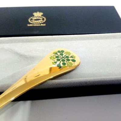 Gilt Sterling Silver with Enamel Floral Decor Spoons by Annelise Björner for Georg Jensen, Denmark, 1980s, Set of 10-YGE-664574