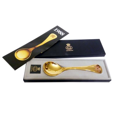 Gilt Sterling Silver with Enamel Floral Decor Spoons by Annelise Björner for Georg Jensen, Denmark, 1980s, Set of 10-YGE-664574