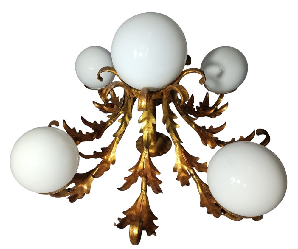 Gilt Sun Chandelier, 1950s