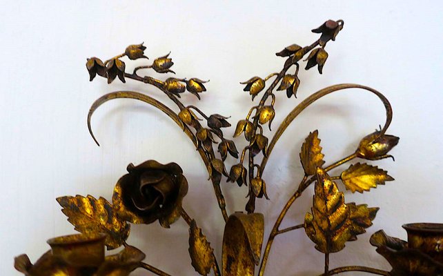 Gilt Tole Double Wall Candleholders by Hans Kögl, 1960s, Set of 2-ED-1800106