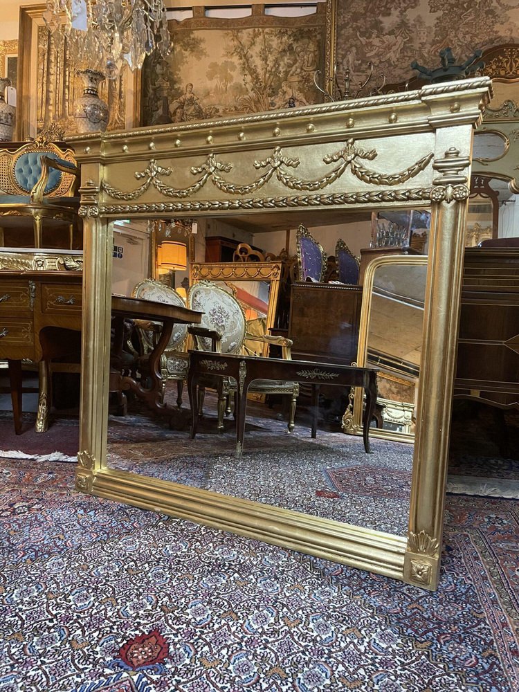 Gilt Wood Large Regency Carved Overmantle Mirror