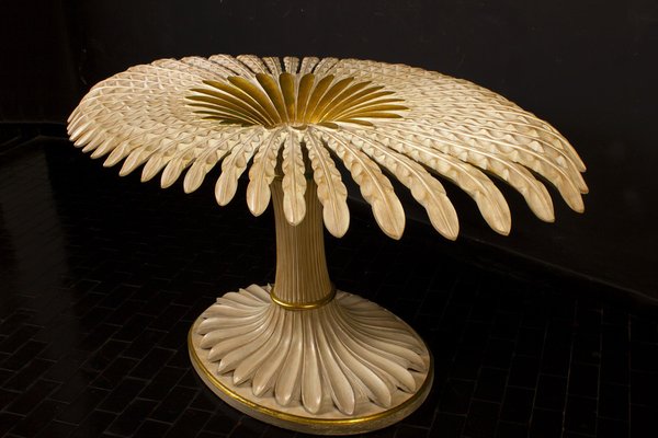 Giltwood and Painted Palm Sculptural Dining or Center Table, Italy, 1970s-MBH-1031624