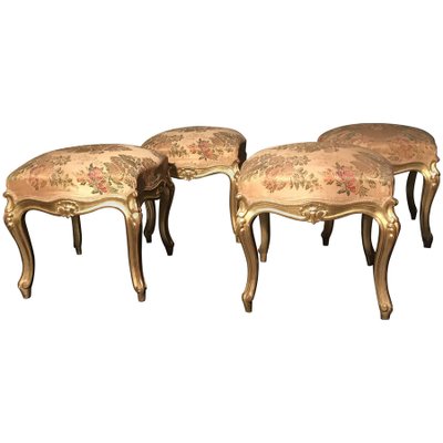 Giltwood Stools, Italy, 19th Century, Set of 4-MBH-1032165