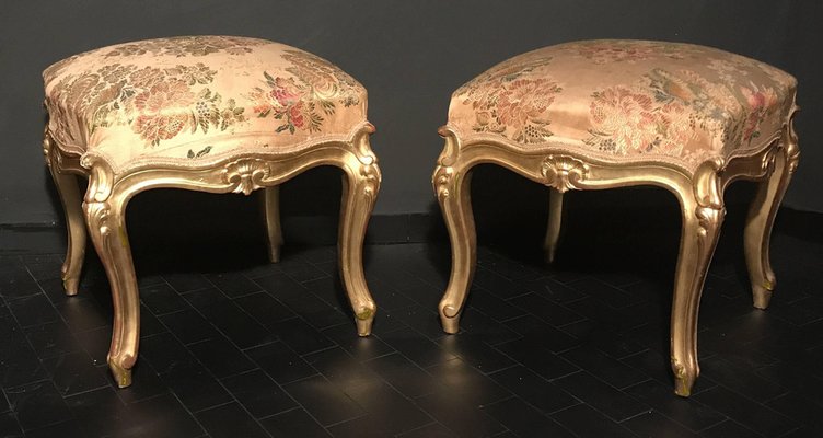 Giltwood Stools, Italy, 19th-Century, Set of 4-MBH-1031621