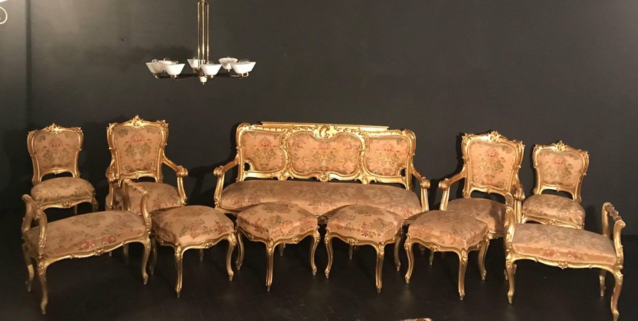 Giltwood Stools, Italy, 19th-Century, Set of 4