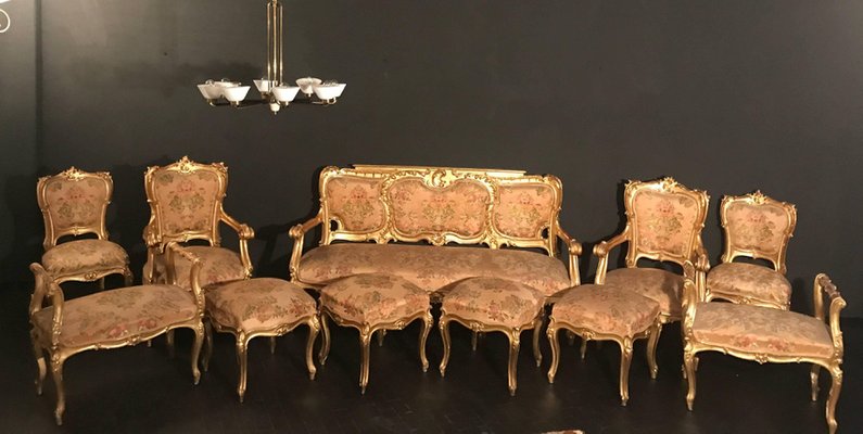 Giltwood Stools, Italy, 19th Century, Set of 4-MBH-1031908