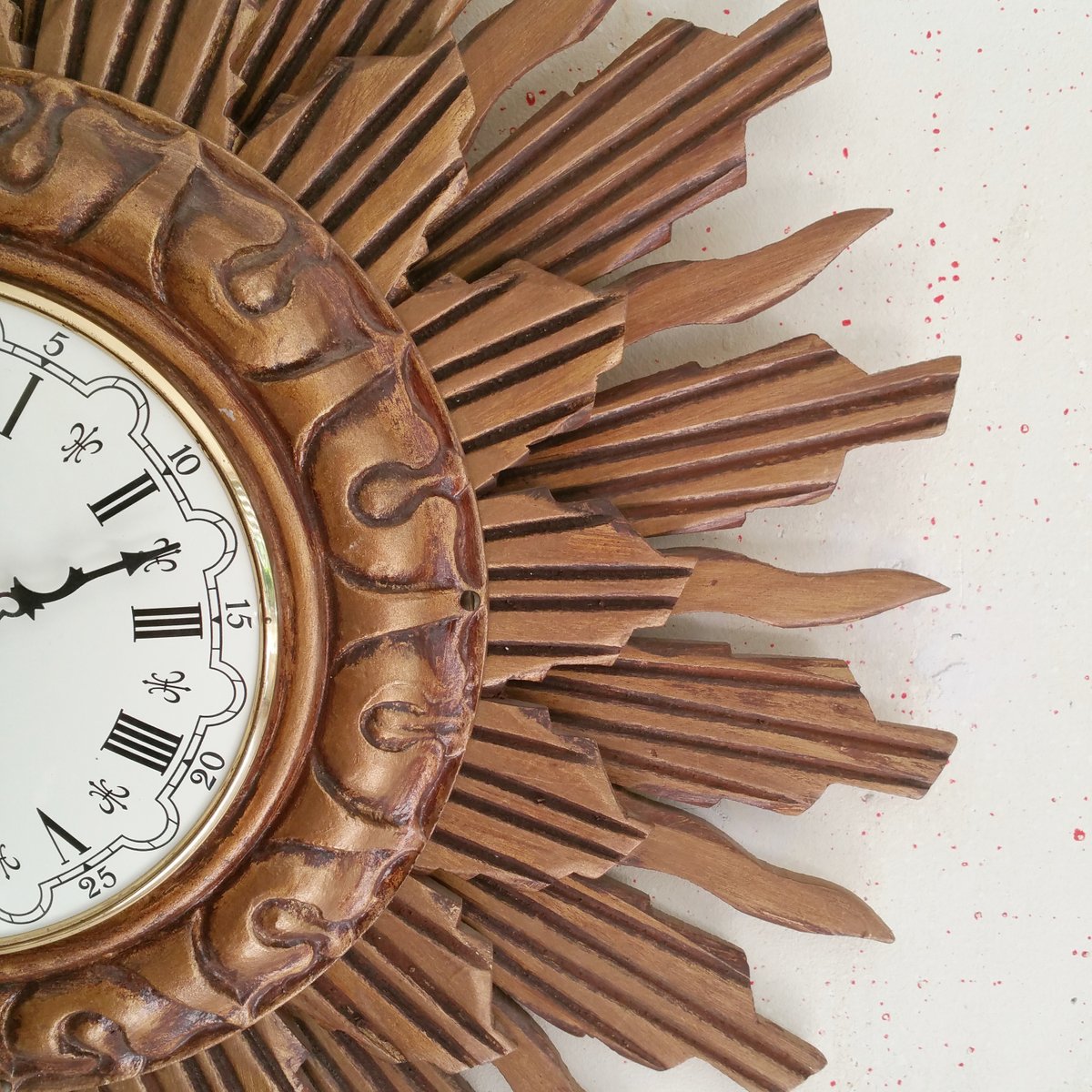 Giltwood Sunburst Wall Clock from Stijlklokkenfabriek C.J.H. Sens en Zonen, 1960s