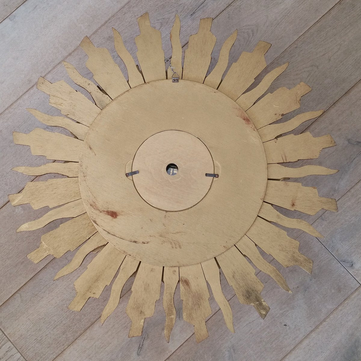 Giltwood Sunburst Wall Clock from Stijlklokkenfabriek C.J.H. Sens en Zonen, 1960s