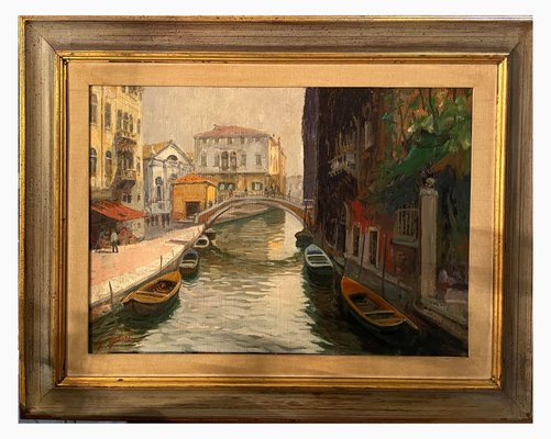 Gino Salviati, Rio De S. M. Formosa, Venice, 20th Century, Oil on Canvas, Framed-PKM-1718785