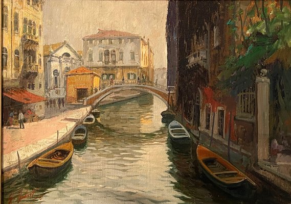 Gino Salviati, Rio De S. M. Formosa, Venice, 20th Century, Oil on Canvas, Framed-PKM-1718785