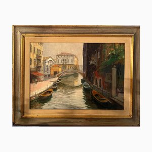 Gino Salviati, Rio De S. M. Formosa, Venice, 20th Century, Oil on Canvas, Framed-PKM-1718785