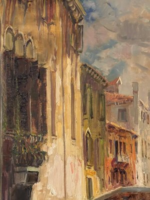 Gino Salviati, Rio Muazzo, Venice, 20th Century, Oil on Canvas, Framed-PKM-1723545