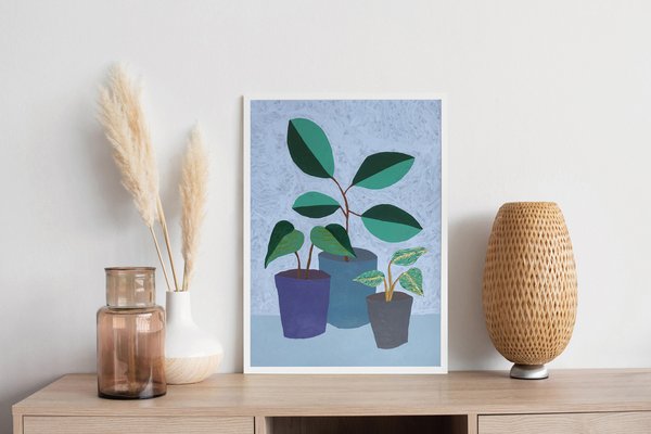 Gio Bellagio, Three Houseplants with Pot, 2023, Acrylic on Paper-RWC-1764963