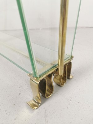 Gio Ponti Style Brass and Glass Magazine Rack, 1950s-PRS-914262