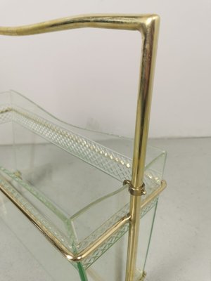 Gio Ponti Style Brass and Glass Magazine Rack, 1950s-PRS-914262