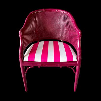 Giorgetti Faux Bamboo Armchair with Striped Bright Pink Cotton by Kaatjes Classics, 1970s-GMU-1818682