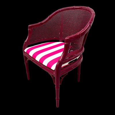 Giorgetti Faux Bamboo Armchair with Striped Bright Pink Cotton by Kaatjes Classics, 1970s-GMU-1818682