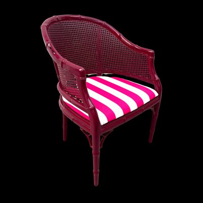 Giorgetti Faux Bamboo Armchair with Striped Bright Pink Cotton by Kaatjes Classics, 1970s-GMU-1818682