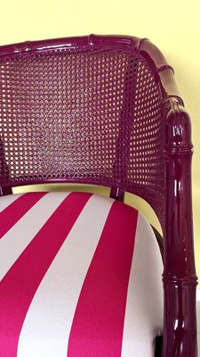 Giorgetti Faux Bamboo Armchair with Striped Bright Pink Cotton by Kaatjes Classics, 1970s-GMU-1818682