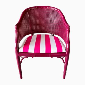 Giorgetti Faux Bamboo Armchair with Striped Bright Pink Cotton by Kaatjes Classics, 1970s-GMU-1818682