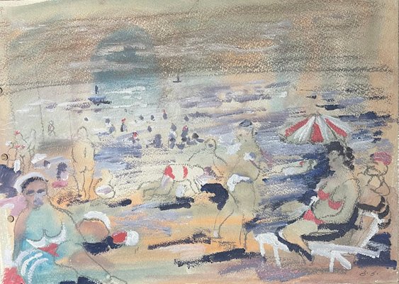 Giorgi Kukhalashvili, Black Sea Beach, 2010, Mixed Media on Paper-CHG-2025550