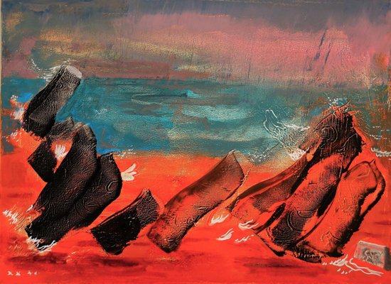 Giorgi Kukhalashvili, Red Coast, 2019, Oil on Canvas-CHG-1295379