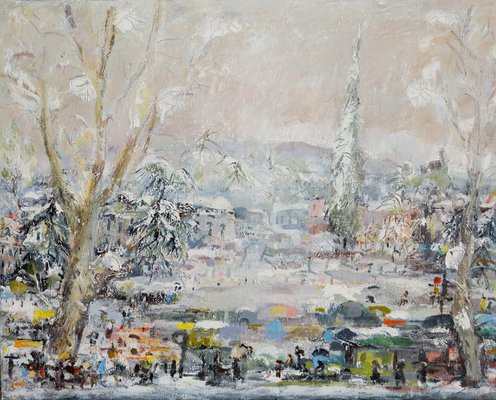 Giorgi Kukhalashvili, Snow in the City, 2022, Oil on Canvas-CHG-1295350