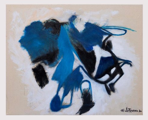 Giorgio Lo Fermo, Blue Shape, Original Oil on Canvas, 2020-ZCI-1379095