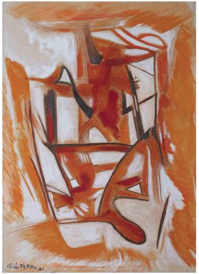 Giorgio Lo Fermo, Orange Abstract Composition, Oil on Canvas, 2021-ZCI-1769852