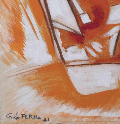 Giorgio Lo Fermo, Orange Abstract Composition, Oil on Canvas, 2021-ZCI-1769852