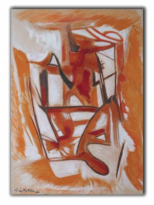 Giorgio Lo Fermo, Orange Abstract Composition, Oil on Canvas, 2021-ZCI-1769852