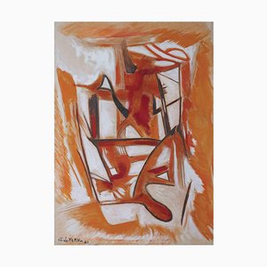 Giorgio Lo Fermo, Orange Abstract Composition, Oil on Canvas, 2021-ZCI-1769852