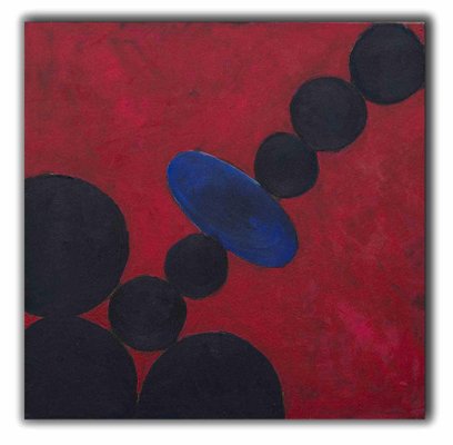 Giorgio Lo Fermo, Red Composition with Circles, Oil on Canvas, 2020-ZCI-1775845