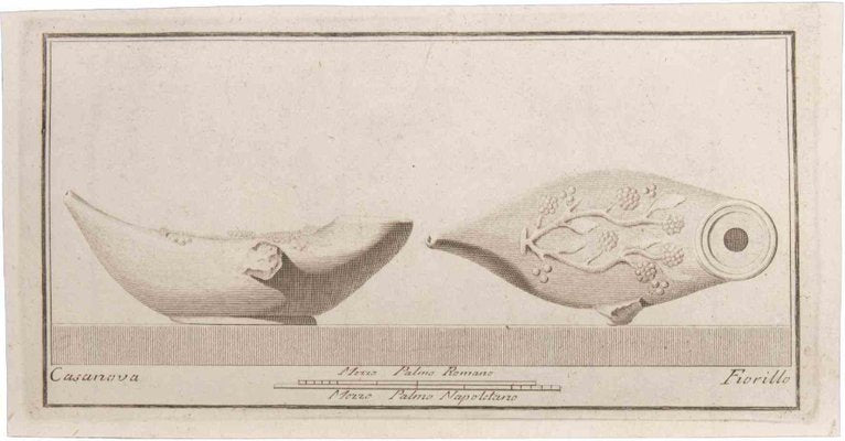 Giovanni Battista Casanova, Oil Lamp with Decoration, Etching, 18th Century-ZCI-1760634