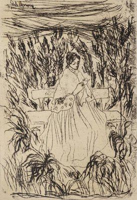 Giovanni D'aroma - Woman In A Landscape - Original Etching On Paper - 1940s-ZCI-870798