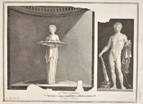 Giovanni Elia Morghen, Ancient Roman Fresco Herculaneum, Etching, 18th Century-ZCI-1423442