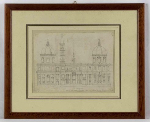 Giovanni Fontana, Tribuna della Basilica, Graphite Drawing, 16th Century, Framed-ZCI-1770026