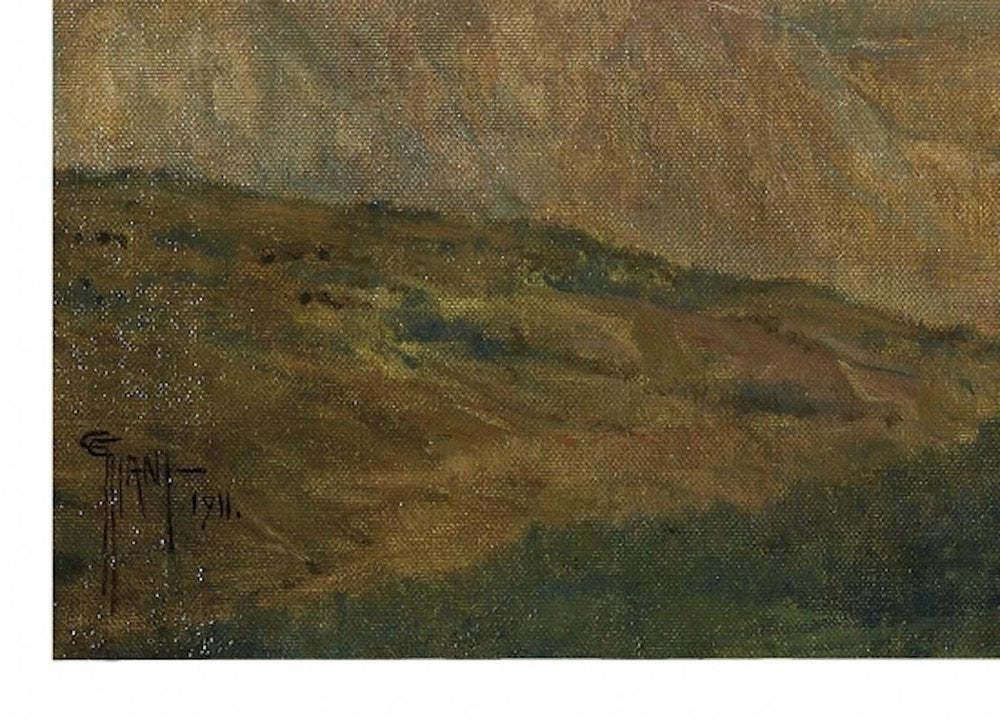 Giovanni Giani, Mountain Landscape, Oil on Canvas, 1911