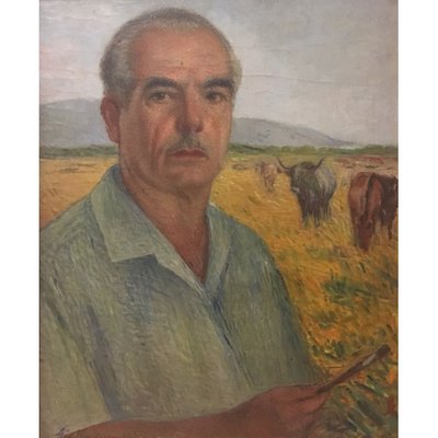 Giovanni Malesci, Self-Portrait, 1950, Oil on Plywood-KHH-1243757