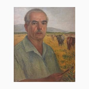 Giovanni Malesci, Self-Portrait, 1950, Oil on Plywood-KHH-1243757