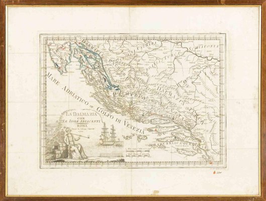 Giovanni Mignani, Map of Dalmatia & Adjacent Islands, Etching, 1792, Framed-ZCI-1416581