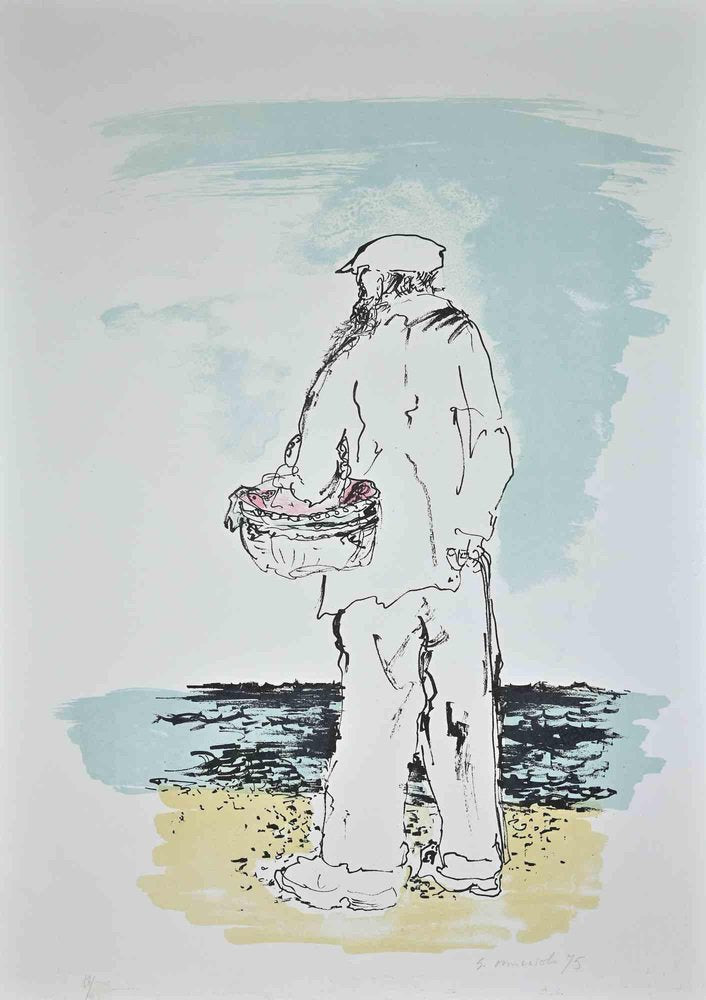 Giovanni Omiccioli, The Fisherman, 1975, Lithograph