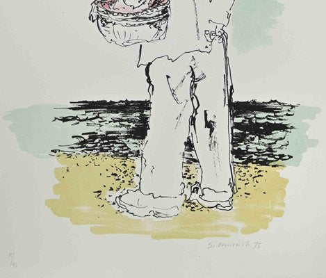 Giovanni Omiccioli, The Fisherman, Lithograph, 1970s-ZCI-2032724