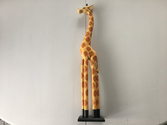 Giraffe Hand Carved from Wood, 1990s-WQQ-1065311