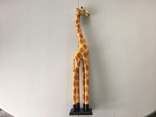 Giraffe Hand Carved from Wood, 1990s-WQQ-1065311